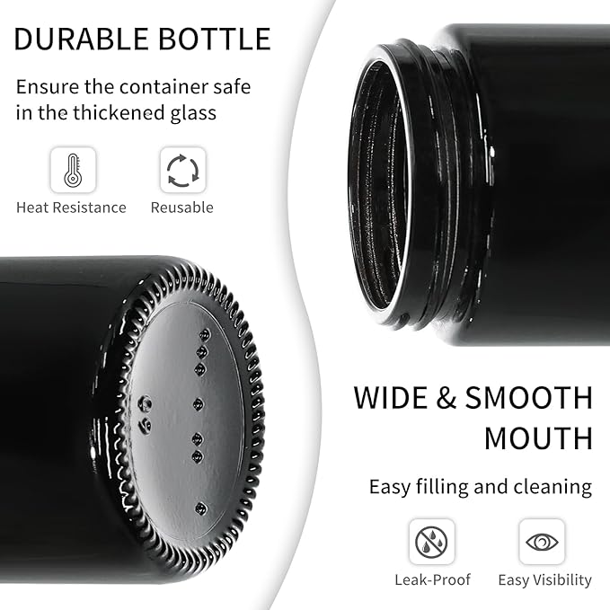 KEYWING 4oz Black Small Glass Jars with Lids, 24 Pack Lotion Containers Round Glass Jar with Inner Liners for Cream, Powders and Ointments