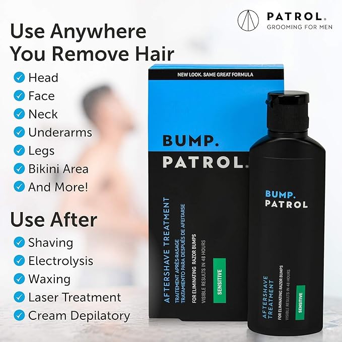 Bump Patrol Sensitive Strength Aftershave Formula - Gentle After Shave Solution Eliminates Razor Bumps and Ingrown Hairs - 2 Ounces