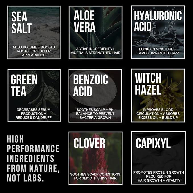 RUGGED & DAPPER Texture Boost Sea Salt Spray for Men - 4 oz, Hair Styling Agent, Adds Body and Fullness to Hair, Enhances Natural Texture, Locks in Moisture, Ocean Fresh Scent