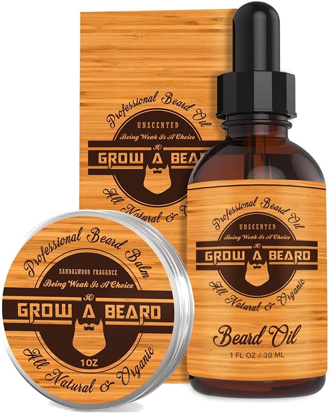 Beard Straightener Grooming Kit for Men, Beard Growth Kit, Wash, Brush & Comb, Unscented Growth Oil, All Natural Chanel Balm, Conditioner, Razor & Scissors, Great Gift Idea for Men's (Bamboo)