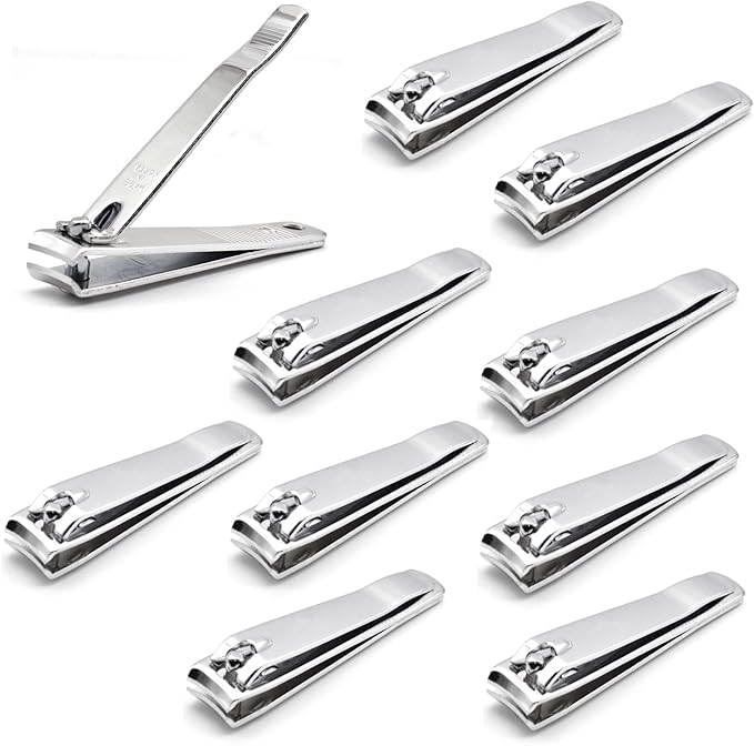 PrettyClaw | Nail Clipper Sharp Edge Finger Toe Nail Cutter Nail Trimmer Stainless Steel (Curve Edge (10 Pieces))