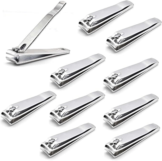 PrettyClaw | Nail Clipper Sharp Edge Finger Toe Nail Cutter Nail Trimmer Stainless Steel (Curve Edge (10 Pieces))