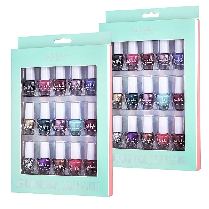 Nicole Miller Mini Nail Polish Set – Glossy, Vibrant Colors for Fingernails & Toenails, 2 Pack Trendy Collection