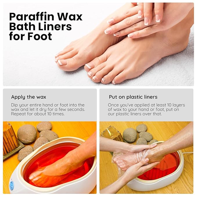 Segbeauty Paraffin Wax Liners for Foot, 200pcs Larger & Thicker Paraffin Foot Bags, Plastic Paraffin Bath Socks Hot Wax thera-py Bath Booties Covers for SPA Wax treat-ment Paraffin Wax Machine
