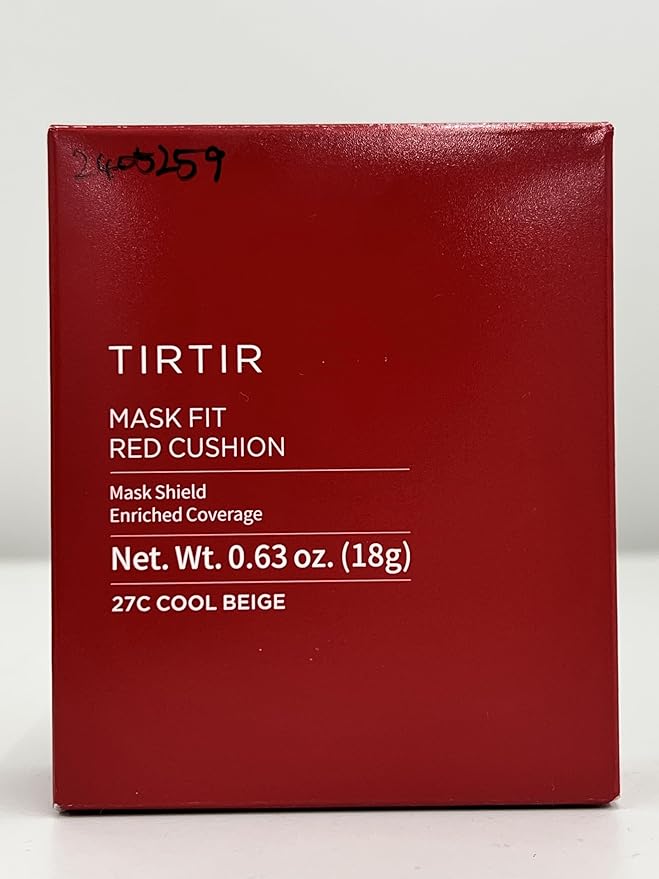 TIRTIR Mask Fit Red Cushion Foundation | Full coverage, Weightless, Skin fit, Satin Glow Finish, Korean Makeup Cushion Foundation (#27C Cool Beige, 0.63 Fl Oz)