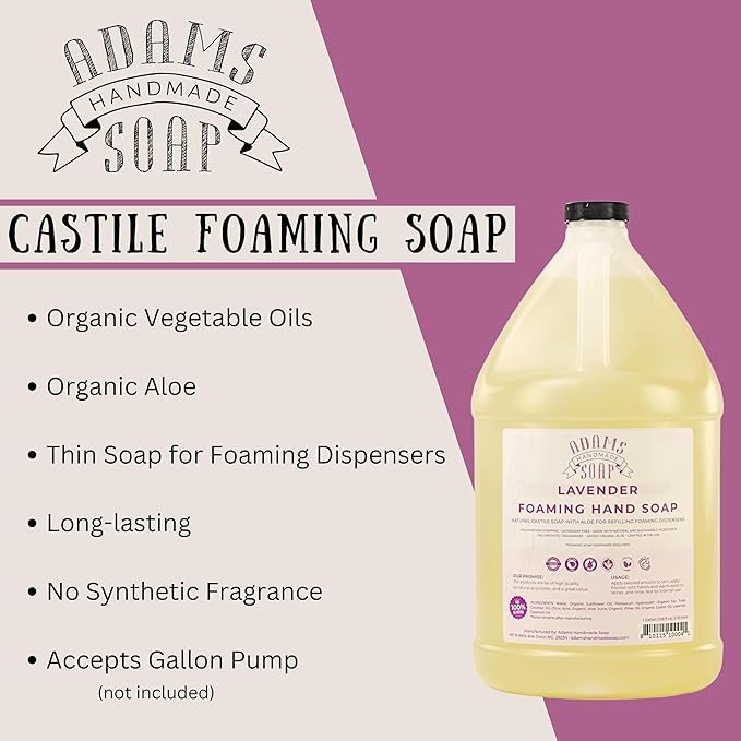 Adams Handmade Soap Liquid Foaming Soap 1 Gal - Lavender (Pack of 4)