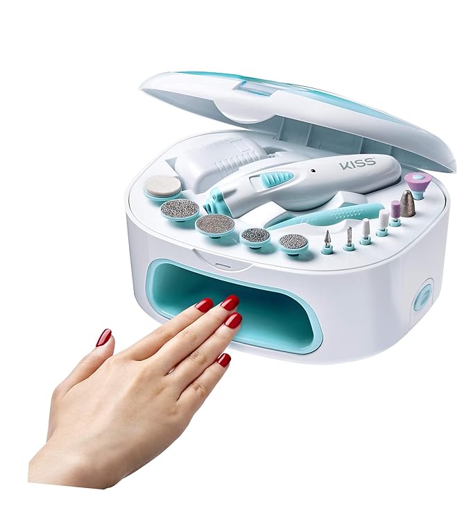 KISS Power File X Nail Dryer, All-in-One Nail Care Kit (2464N) (Pack of 2)