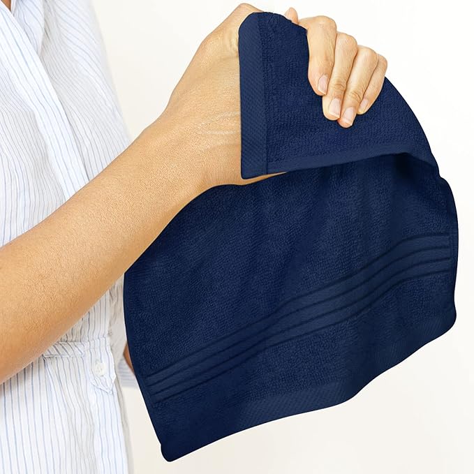 Utopia Towels 12 Pack Premium Wash Cloths Set, 12 by 12 Inches, 100% Cotton Ring Spun, Highly Absorbent and Soft Feel Washcloths for Bathroom, Spa, Gym, and Face, Navy