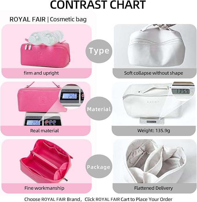 Travel Makeup Bag,Large Capacity Cosmetic Bags for Women, PU Leather Waterproof Portable Pouch Open Flat Toiletry Bag Make up Organizer with Divider and Handle (pink)
