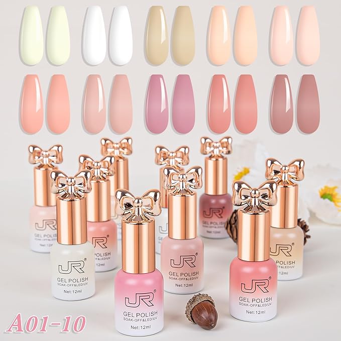JR gel polish 12ml 10colors/box Butterfly Style UV Gel Semi Cured Long Lasting Soak off UV Nail Polish 60 Colors Semi-Cured Long Lasting soak off Gel Gifts for Women A Model