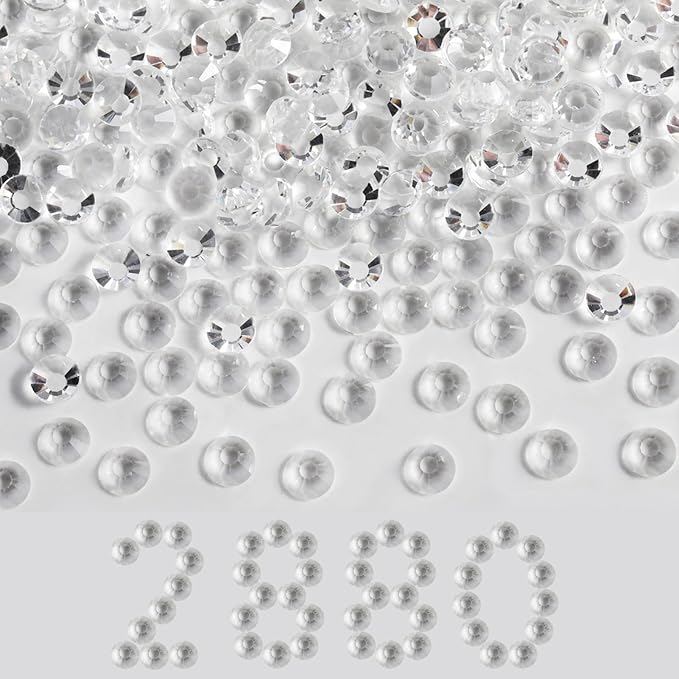 Beadsland Flatback Rhinestones Bulk,2880pcs Crystal Rhinestones for Nails Crafts Clothes DIY Decoration, Transparent, SS30, 6.3-6.5mm