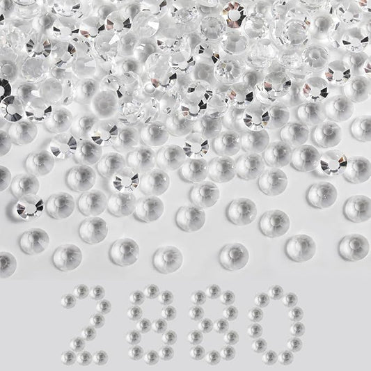 Beadsland Flatback Rhinestones Bulk,2880pcs Crystal Rhinestones for Nails Crafts Clothes DIY Decoration, Transparent, SS30, 6.3-6.5mm