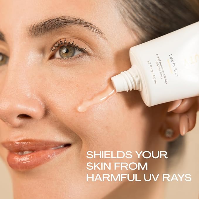 JESS BEAUTY | Let it Sun 50+ Sunscreen Green Tea & Aloe Extract | Skincare Sun Protection 1.7 fl oz