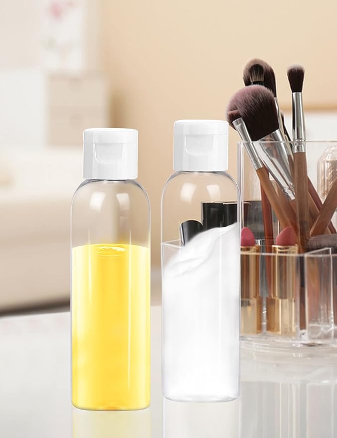 4oz Clear Plastic Bottles with Flip Caps 30 Pack Reusable Travel Container for Shampoo Conditioner Toiletries Lotion Essential Oil