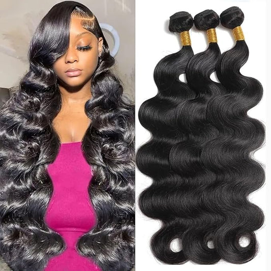 Cirvty 12A Human Hair Bundles 28 28 28 Inch Body Wave Bundles Human Hair Weave 3 Bundles Human Hair Deals Human Hair Weft Unprocessed Human Hair Bundles 100% Brazilian Human Hair Bundle Natural Black