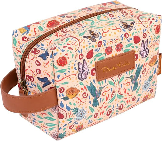 Grupo Erik Frida Kahlo Cosmetic Case | Flower Hanging Toiletry Bag, Waterproof PU Case, Travel Makeup Bag, Travel Toiletry Bag, Frida Kahlo Bag