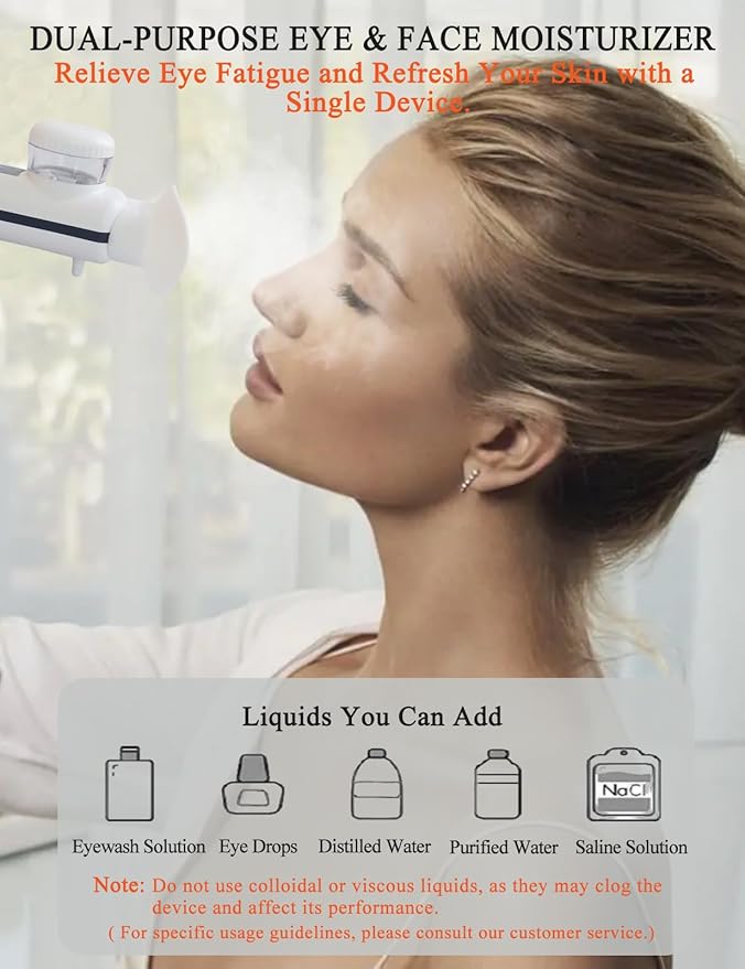 Heated USB Nano Eye Moisturizer & Soother - Portable Drops Steamer for Dry Eye, Rechargeable Electric Mist Sprayer With Warm Compress for Stye Relief, Home & Travel, Off White