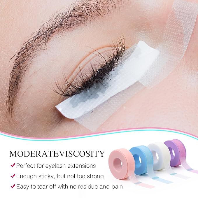 Lash Tape for Eyelash Extensions,Eyelash Tape Silicone Gel Eyelash Extension Tape for Sensitive Skin Pain-Free Removal Lash Extensions Tape(0.5in x 4yd, 4Rolls,Pink)
