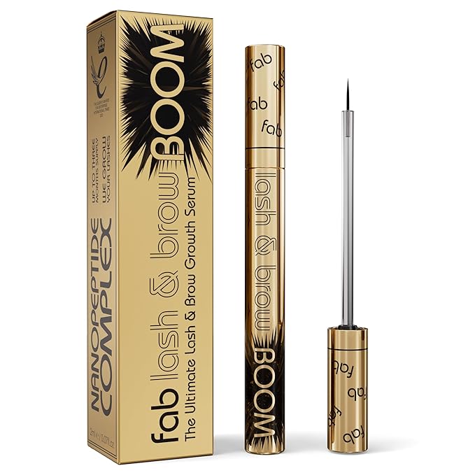 Fab Lash and Brow Boom - The Ultimate Lash and Brow Growth Serum - Lash Serum for Thicker, Longer & Fuller Lashes and Brows - Infused with Castor Oil, Biotin & Eyelash Primer for Healthy Hair Growth