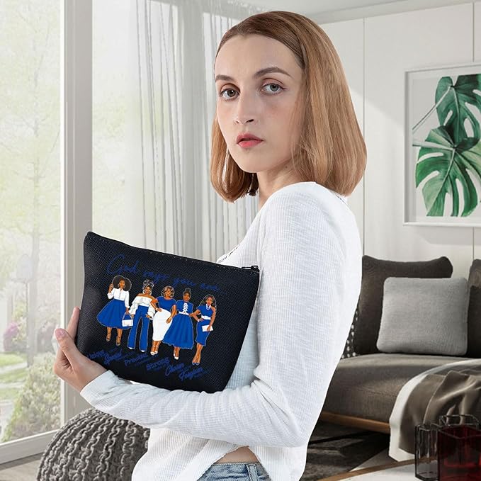 WZMPA Sorority Zeta Cosmetic Makeup Bag Finer Women Gift God Says You Are Sorority Makeup Zipper Pouch Bag Zeta Paraphernalia (God Says Zeta BL)
