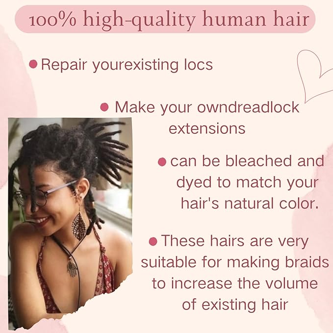 Afro Kinkys Bulk Human Hair for Dreadlock Extensions,Repair Locs, Twists and Braids, 180 Gram Each Package 100% Human Hair Afro Kinky Bulk Can be Dyed and Bleached (Natural Black, 8inch)