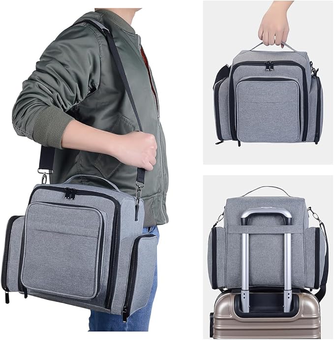 Nail Polish Organizer Case Holds 60 Bottles Portable Travel Storage Box with 2 Detachable Bags, Designed for Women's Nail Tools, Essential Oils and Cosmetics Sets Grey