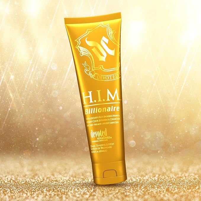 Devoted Creations H.I.M Billionaire Dark Tanning Lotion – Ultra-Exclusive Rich Bronzing Formula with Opulent Color Extenders and Correctors – 8.5 oz.