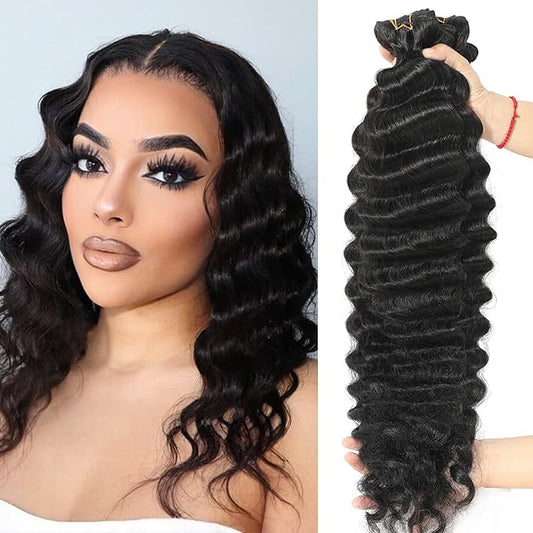 Human Hair Bundles 12 14 16 Inch Short Brazilian Loose Deep Wave Bundles Remy Loose Weave Deep Wave 3 Bundles Natural Black Color Hair Extensions for Women