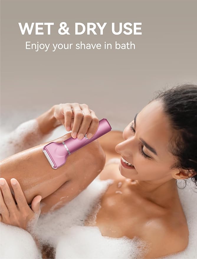 3-in-1 Electric Razor for Women - Waterproof Bikini Trimmer,Rechargeable Electric Shaver for Lady,Pubic Hair Trimmer Women,Personal Trimmer Groomer for Body Hair (Rose Red, RR-2)