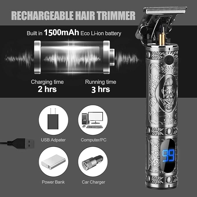 RESUXI Hair Clippers for Men Hair Trimmer for Barbers,Professional Cordless T Blade Trimmer, Beard Edger Liners,Barber Shavers,Ornate Knight Close-Cutting Hair Machine