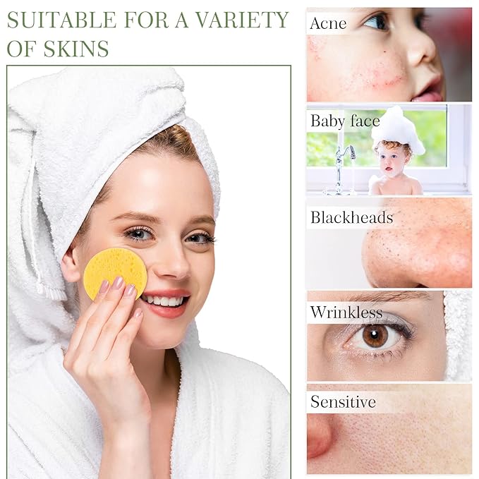 120 Pcs Compressed Facial Sponges Natural Face Exfoliator Disposable Face Sponges for Cleansing Round Soft Facial Scrubber Pads with Storage Container for Makeup Removal Esthetician Supplies Travel
