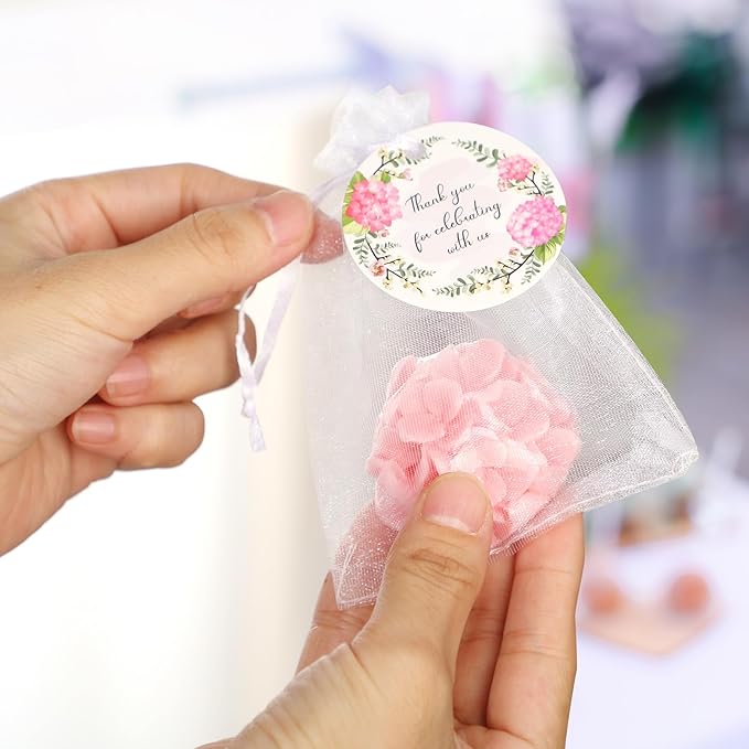 Demissle 24 Set Flower Mini Soaps for Guests Flower Soap Wedding Handmade Gift Favors Fancy Decorative with Thank You Tags for Wedding Bridal Guest Gift Party Favor(Hydrangea)