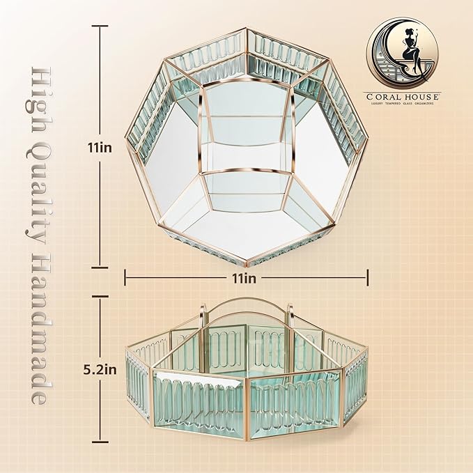 360° Rotating Makeup Organizer – Spinning Vanity Organizer with Makeup Brush Holder for Countertop, Bathroom Storage, Skincare, Perfume & Cosmetic Organizer for Vanity