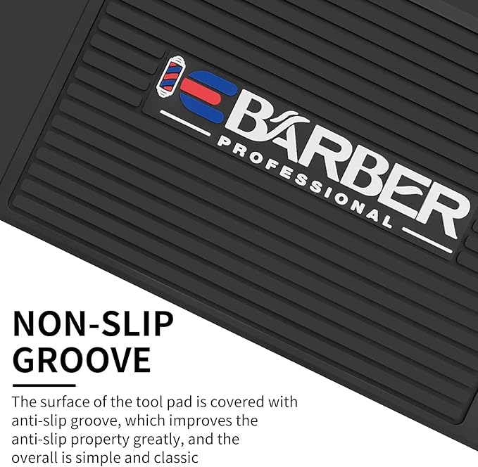Magnetic Barber Mat for Station Barber Organizer Mat for Clipper Salon Station Tools with 4 Slots for Clippers Salon Barbershop Work Station Pads Anti Slip(4 Slots)