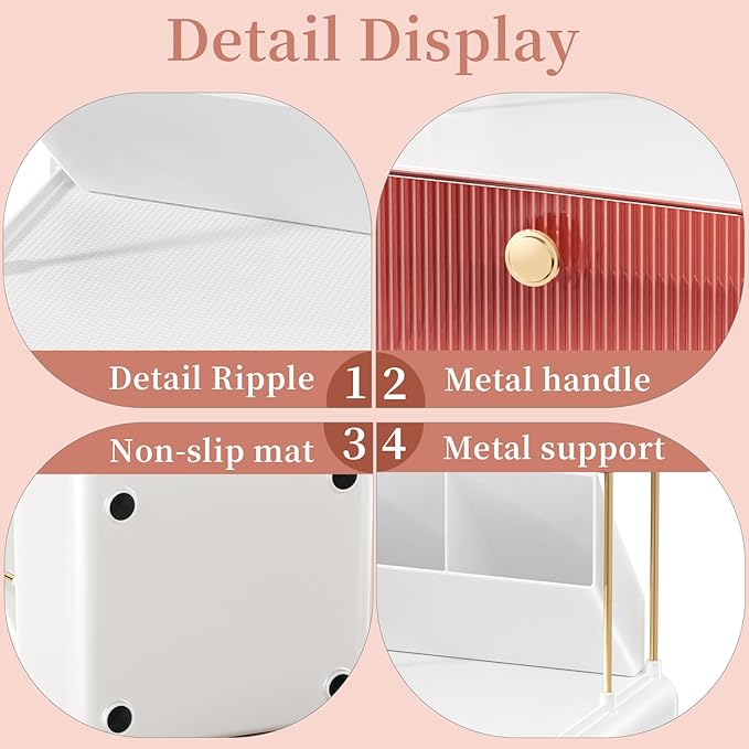 Makeup Organizer with Drawer, Bathroom Organizers and Storage，Makeup Brush Holder,Lipstick and Perfume Organizer,Cosmetic and Vanity Organizer,Desk Organizer