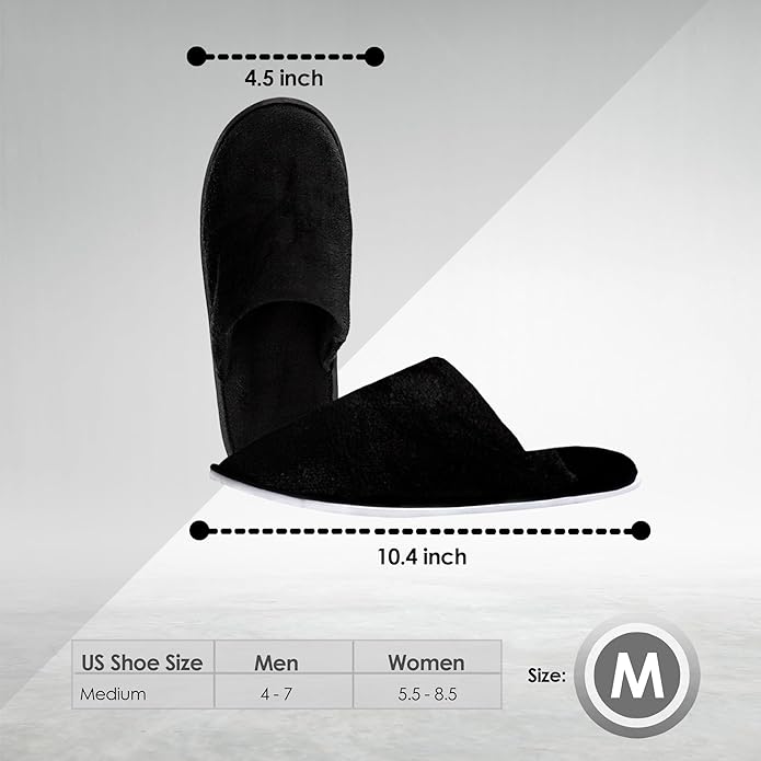 MODLUX Spa Slippers, 6-12 Pairs Cotton Velvet Closed Toe Disposable Slippers for Guests with Travel Bags, House, Indoor, Bathroom, Bedroom, Hotel, Bride Slippers