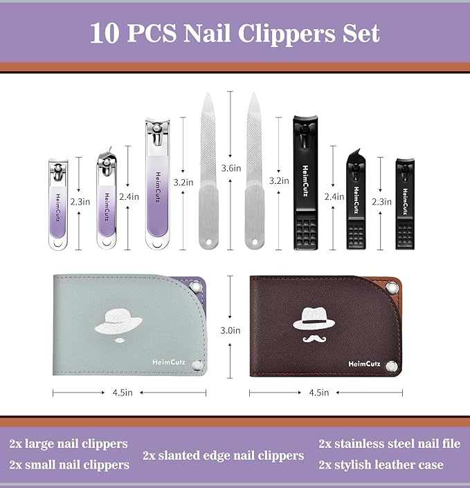 Toenail and Finger Nail Clippers Set: Separate Personal Nail Cutter Set for Men and Women, Travel Fingernail & Toe Nail Trimmer kit for Adult, Ideal for Wedding Gifts and Engagement Gifts for Couples