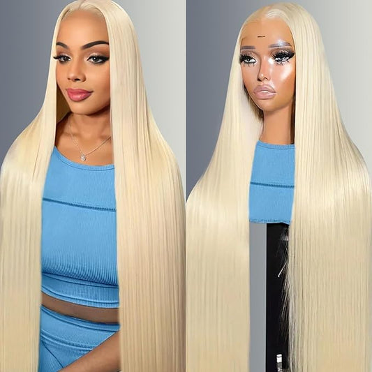 613 Lace Front Wig Human Hair 200 Density Blonde Wig Human Hair 13X6 Straight Lace Front Wigs Human Hair Pre Plucked 613 HD Lace Frontal Wigs Human Hair for Women Natural Hairline(26 Inch)