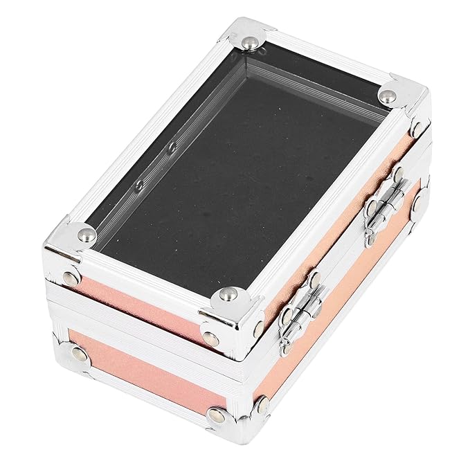 Nail Drill Bit Holder Storage Box, Multi Hole Nail Drill Bits Stand Displayer with Transparent Flip Cover, Nail Bits Organizers Container (Dazzling Gold)