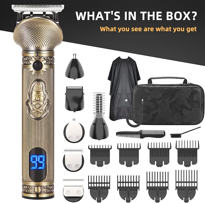 Beard Trimmer for Men, Electric Razor Shavers for Men w/Case, Cordless Hair Clipper T-Blade Trimmer, Mens Grooming Kit for Nose Ear Body Face Mustache -180 Mins Shaving, Father Gifts for Him