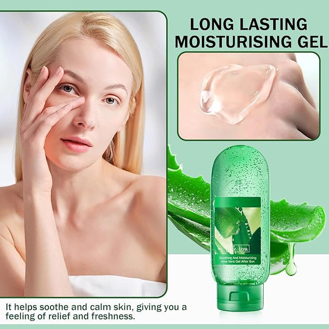 Moisturizing Gel for Face & Body,Non-sticky Gel After Sun Aloe Lotion Skin Care,Fast Absorbing Long Lasting Refreshing Hydrating Face Moisturizer for All Skin Types 04
