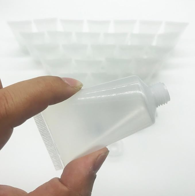 Mose Cafolo ~ 100pcs 30ml (1.01oz) Empty Cosmetic Tubes Toiletry Lotion Bottle with Screw Cover. Smooth, Polish White Plastic with Free Syringe as Gift!