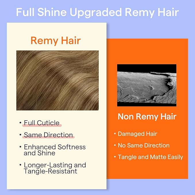 Full Shine Human Hair Clip in Extensions Brown Hair Extensions Clip in Human Hair 18 Inch Medium Brown Ombre Honey Blonde Invisible Hairpiece for Long Straight Hair 7 Pcs 120 G