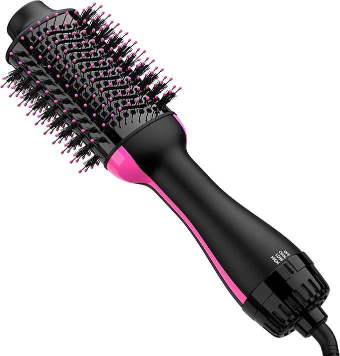 Hair Dryer Brush Blow Dryer in One Upgraded 4 in 1 Hair Dryer and Styler Volumizer with Negative Ion Anti-frizz Ceramic Titanium Barrel Hot Air Brush Hair Straightener Brush