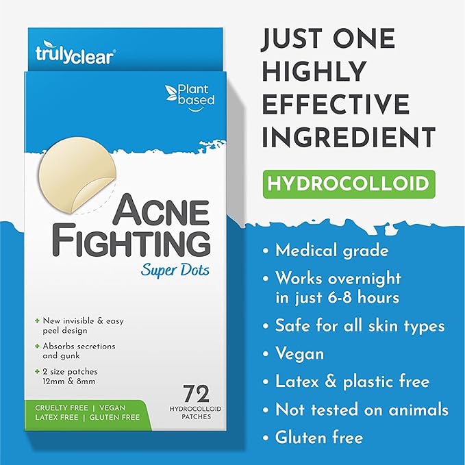 Hydrocolloid Acne Patches for Face & Body - 72 Count | Pimple Stickers for Breakouts, Zits, Blemishes & Imperfections | Cruelty-Free Cover Dots for Overnight Results