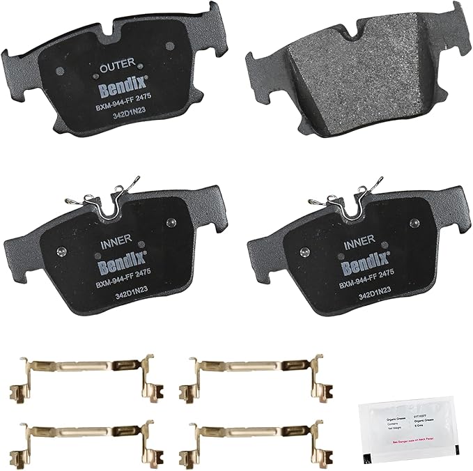 Bendix Priority1 CFM2475 Semi-Metallic Rear Brake Pads for BMW 530i xDrive 2024, 540i xDrive 2024, 740i 2024-2023, 750e xDrive 2024, i7 2024-2023