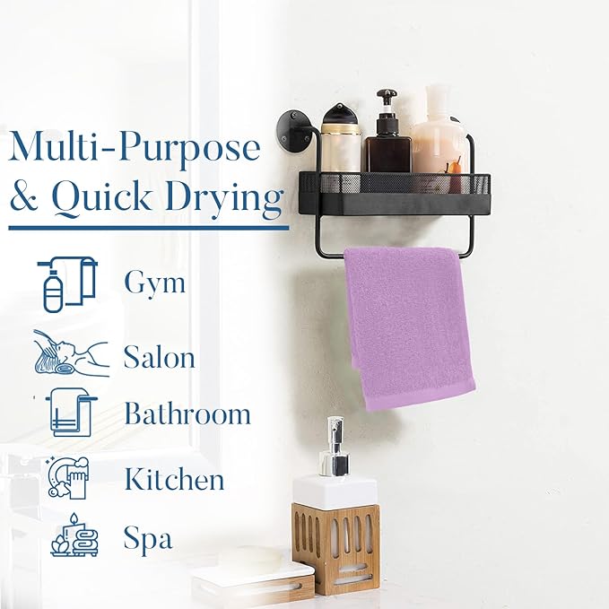 DAN RIVER 100% Cotton Washcloths 24 Pack Premium Quality Face and Body Cloth, Quick Dry Essential Towels for Bathroom, Hand, Kitchen & Cleaning, Baby Washcloths | 12X12 in | 400 GSM | Lavender