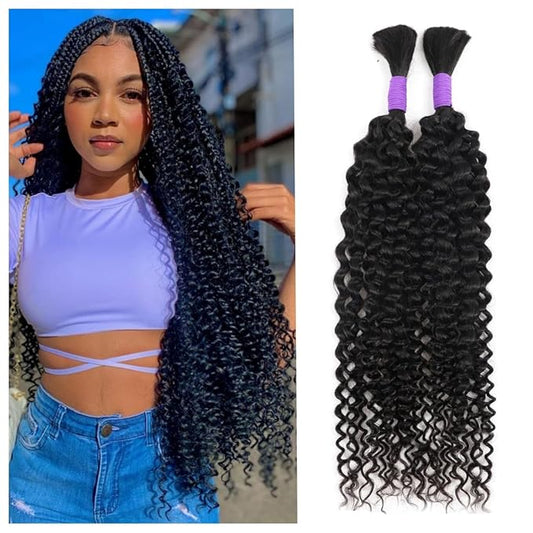 Kinky Curly Human Braiding Hair No Weft 100g (1Pack-2Bundles) 100% Virgin Human Hair Wet and Wavy Micro Braiding Human Hair For Boho Braids Curly Wave (Kinky Curly(NATURAL), 22 Inch)