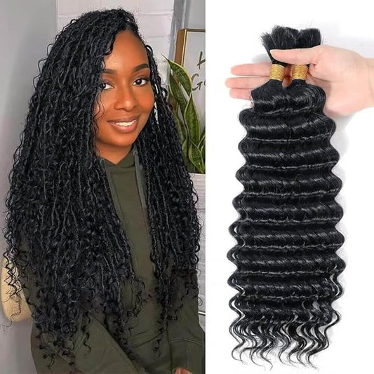 Urbeauty Bulk Human Hair for Braiding, Deep Curly Human Hair for Boho Braids 100g/2bundle 20 Inch No Weft, Human Braiding Hair for Boho Braids/Bohemian Knotless Braids/Micro Braiding Hair/Goddess