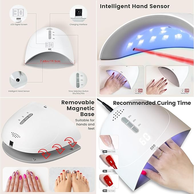 YTD Likomey Gel Nail Polish Kit,36 Colors and 4 Pcs Base Coat and Reinforce Coat Glossy&Matte Top Coat with UV LED Nail Lamp Starter Set,Salon Home DIY Nail Art Manicure Box